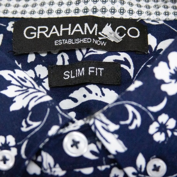 Graham Co. Men’s Slim Fit Button Down Hawaiian Shirt - Picture 3 of 4